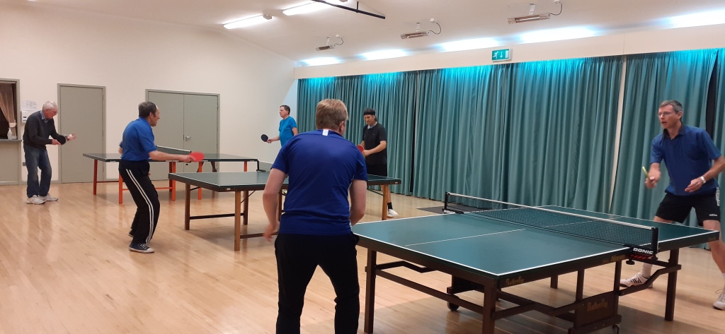 Table tennis practice in Marlborough at Kennet Valley Hall. We now have 6 tables and over 100 people playing table tennis